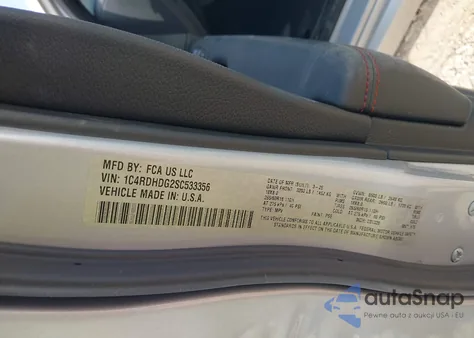 2025 Dodge Durango Gt Rwd из США, поврежденный, VIN 1C4RDHDG2SC533356